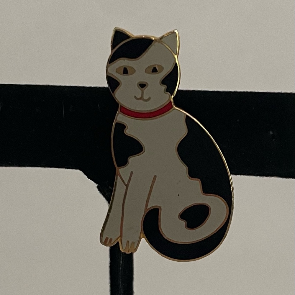 Black and White Cat Enamel Pin